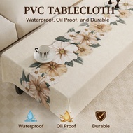 4-8 Seater Square Table Cloth Waterproof Oilproof Decorative Table Cover White Cloth Cover Alas Meja