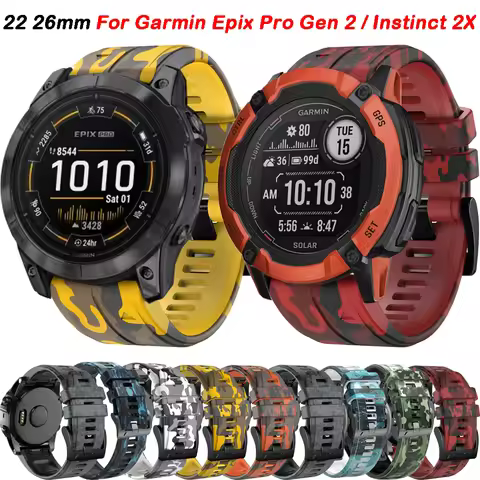 22 26mm QuickFit Silicone Watch Strap For Garmin Instinct 2X Solar Watchband Epix Pro Gen 2/Fenix 6X