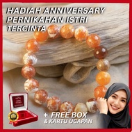 WEARMOURA Wedding Anniversary Gift for Wife  Orange Carnelian Bracelet + Exclusive Box and Greeting 