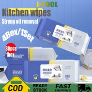 80PCS  Kitchen Cleaning Wipes Disposable Kitchen Wet Tissue Cleaning Degreasing Tisu Dapur Tisu Basa