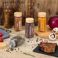 F1MY 7PCS/set 4Oz Glass Spice Jar Seasoning Containers With Bamboo Lids Square Empty Spice Bottles H