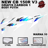 Stiker CB150R V3 new cb 150 r 2021 -Stiker Decal CB150R StreetFire grafis carbon 1 putih ( Sudah Ter