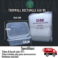 thinwall 650ml rectangle merk DM kotak makan plastik murah