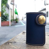 TWO FOLD 成人休閒藍兩折鑰匙包男士康喬鈕扣TFK-NT-CAl