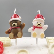 Cute waving hat scarf bear birthday candle Children's Party Christmas Decoration Santa Hat Bear Cand