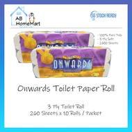 💯 [SG STOCK] Onwards Toilet Roll | Toilet paper roll | 3ply | 260sheets x 10rolls / Packet | Carton 10pkt