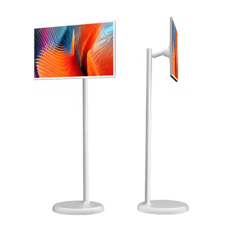 2024 Portable Android Smart 32-Inch White LED Backlight LCD TV Fitness Rechargeable 1080p Rotating T