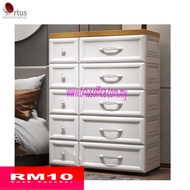 2 in 1 Design - Large Size 5 Tier Plastic Drawer Cabinet(10 Compartment), Storage Cabinet, Plastic Cabinet