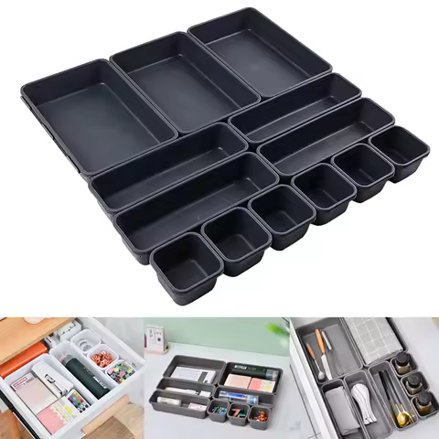 13Pcs Drawer Organizers Separator for Home Office Desk Stationery Storage Box for Kitchen Bathroom M