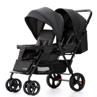 S-6🏅Twin Baby Stroller Lightweight Foldable Sitting and Lying Double Baby Stroller Front and Rear Seat Two-Child Strolle