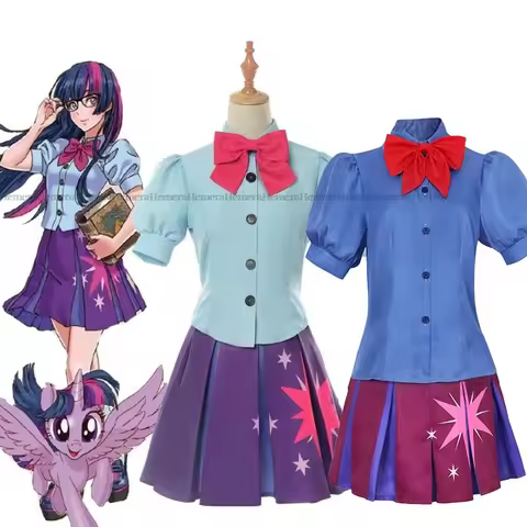 Anime Little Pony Twilight Sparkle Cosplay Costume Wig Princess Skirt Uniform Suit Outfit Hallowen P