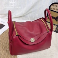 🌈Hermes❤️Lindy 30❤️紅色內拼燈色銀扣🌟99新🌟Swift皮🌟愛馬仕🌟