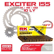 Exciter 155 VVA chain sprocket, RK black gold chain 428HSB (10mm)