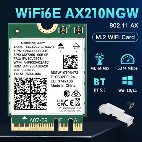 WiFi 6E AX210 Wireless Card Bluetooth 5.3 Tri Band 2.4G/5Ghz/6G Desktop Kit Antenna For Intel AX210N