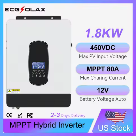 ECGSOLAX 1.8KW Hybrid Solar Inverter 12V 220V Off Grid Inverter Built in 80A MPPT Charg Controller P