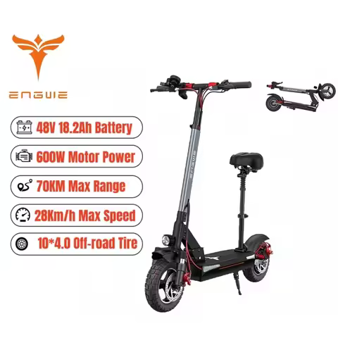 ENGWE Y600 Electric Scooter 600W Motor 48V 18.2Ah battery Range 70Km Hydraulic Brake Removable Seat 