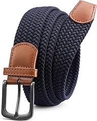 Men's Elastic Belt, Braided Belt Without Holes, Robust Construction and Easy to Move, 35 mm, blue, 9