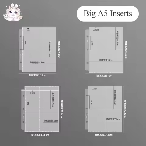 MEET YX 10pcs Big A5 Binder Loose-leaf Sleeve Acid-Free Photo Card Protector Sheets Refill Page for 
