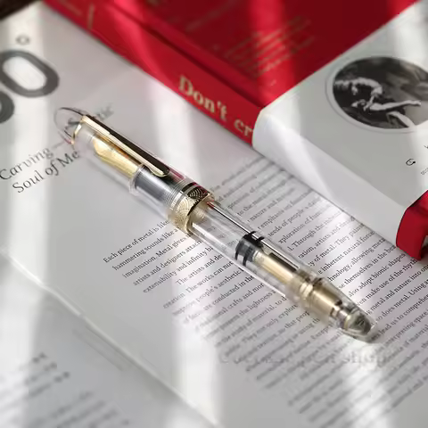 MAJOHN P140 Fountain Pen No.8 40 Nib Transparent Acrylic Piston Filling System Large Ink Reservoir O