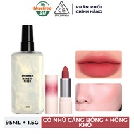 Combo 3CE Xịt Khoá Makeup Có Nhũ 95ml + Son Thỏi 07 Knit - Hồng Khô 1.5g
