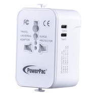 PowerPac 1x USB + 2xType-C Charger Travel Adapter (PP7970WH)