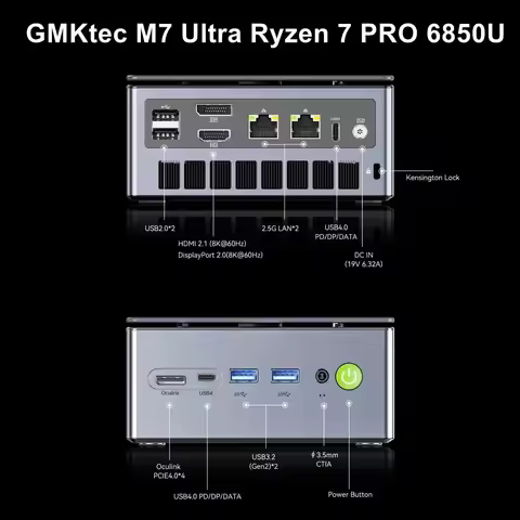 GMKtec M7 Ultra MINI PC Ryzen 7 PRO 6850U OCuLink Port Radeon 680M Windows 11 Pro DDR5 PCIe 3.0 M.2 