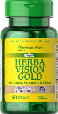 Herbavision Gold with Lutein, Bilberry and Zeaxanthin-60 Softgels, White