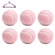 [deevoka] 6 Pieces Pink Tennis Ball Standard Shape Fuzzy Tennis Ball High Elasticity Training