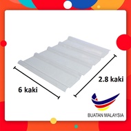 6 FT ATAP CERAH LUTSINAR 1mm ± (KILANG) / CORRUGATED POLYCARBONATE TRANSPARENT ROOF SHEET (INDUSTRIE