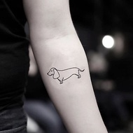 OhMyTat 臘腸狗 Dachshund Dog 刺青圖案紋身貼紙 (2 張)