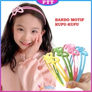 Bando Anak Motif Kupu-Kupu Lucu Pita Rambut Anak-Anak Warna Pastel Polos Aksesoris Rambut Anak Korea