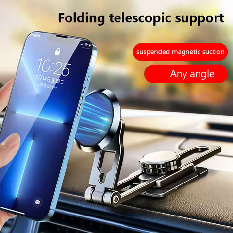 Foldable Magnetic Car Phone Bracket Slide Rail Adjustable Mobile Phone Mount Stand Telescopic Suspen