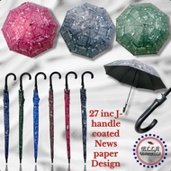 (ellashop) 27inc j-handle newspaper coated umbrella protet to sun/rain