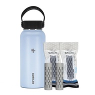 GOFILTR 32 oz Alkaline Water Bottle + 2 Alkaline Water Infusers 9.5 pH/Insulated Water Bottle That C