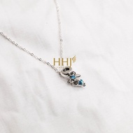 Blue dumbo Elephant charm Necklace with stone - HHJ - Silver S95