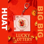 TOTO Spinning Keychain Lucky Numbers Huat Big Big ARCYLIC Design for Everyday Use and Fun Spinning F