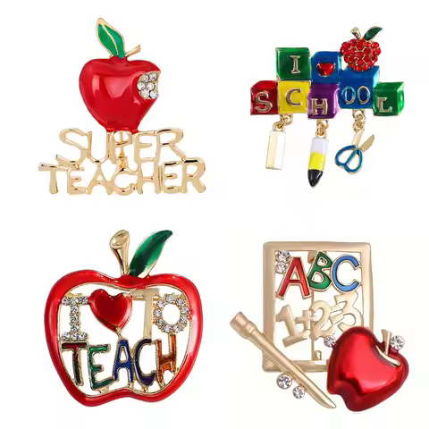 Teacher's Apple Brooch Fashion Back To School Season Pin Jewelry Gift