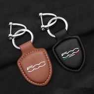 PU Leather Car Keychain Key Ring For Fiat 500 Abarth 596 500X Stilo 500L 500C Accessories