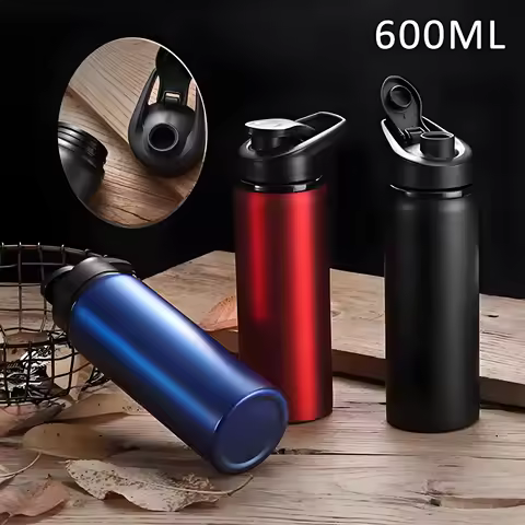 600ml Large Capacity Stainless Steel Sports Water Bottle for Outdoors Camping Cycling My Leak-proof 