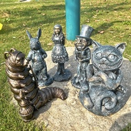 Alice in Wonderland Hatmaker Garden Courtyard Resin Set Statue Ornaments Crafts Garden Home Decorati
