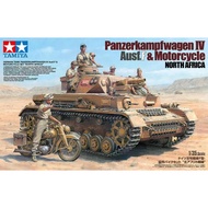 Tamiya 25208 1/35 GERMAN TANK PANZERKAMPFWAGEN IV Ausf.F & MOTORCYCLE N. AFRICA