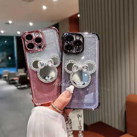 Cartoon Mirror Glitter Shockproof Clear Phone Case for VIVO V50 Lite V40 SE Y21 Y22 Y33S Y36 Y38 Y39