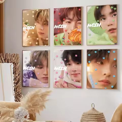 Boy Band N-NCT Wish Singer Poster Self Adhesive Painting Living Room Office Decoration Bedroom Home 