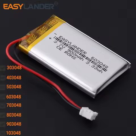 JST PH 2.0 2P 3.7V 703048 603048 3.7V 900mAh 503048 403048 303048 803048 903048 103048 Lithium Li-io