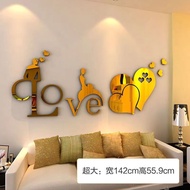 [DAORUI] Romantic Love Mirror Wall Stickers Heart-Shaped Stickers Acrylic 3D Three-Dimensional Wall Stickers Entrance Bedroom Wall Decoration Wall Stickers Waterproof