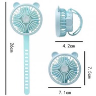 (藍色)手腕手錶風扇 馬卡龍 小型便攜式 迷你小風扇 充電風扇 三檔調控