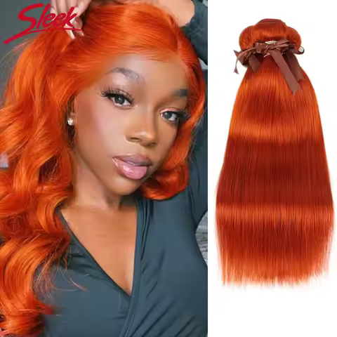 Sleek Brazilian Ginger Orange Straight Hair Weave Bundles Deal Human Hair Extension 8 To 28 Inch Rem