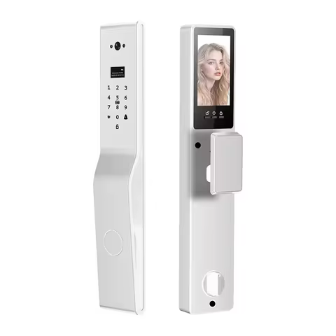Waterproof White 6085 Euro Mortise Automatic Lock Anti Lock Button Lithium Battery Peephole RFID Car