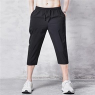 Large Size Cropped Pants Men Loose High Waist Shorts Summer Thin Slim-Fit Casual 7-Point Trendy Spor