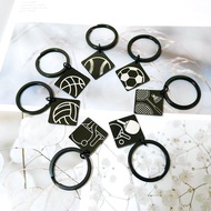 【不鏽鋼鑰匙圈(方)】原創插畫・排球羽球桌球籃球足球網球棒球